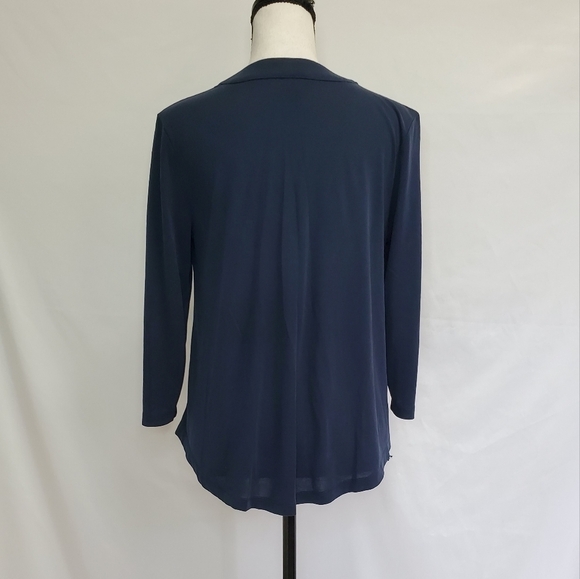 Loft Navy Blue Quarter Sleeve V-Neck Top - Picture 3 of 5
